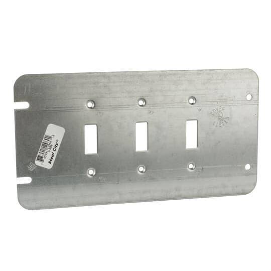 Steel City® 3-GCS Outlet Box Cover, 8-13/16 in L x 4-11/16 in W, Steel
