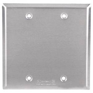 2-Gang, 4-5/8" x 4-9/16", Thomas & Betts Corporation 2CCB Red Dot® Weatherproof Device Box Cover, Blank Device Opening, Silver