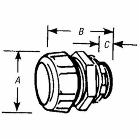 T&B® 5233 Non-Insulated Straight Conduit Connector, 3/4 in Trade, Steel, Chromate Coated/Electro-Zinc Plated