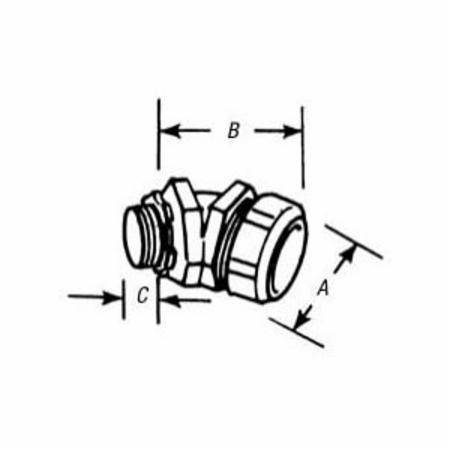 T&B® 5347 Insulated Conduit Connector, 2 in Trade, 45 deg, Malleable ...