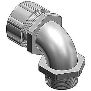 T&B® 5253 Non-Insulated Conduit Connector, 3/4 in Trade, 90 deg, Malleable Iron, Chromate Coated/Electro-Zinc Plated
