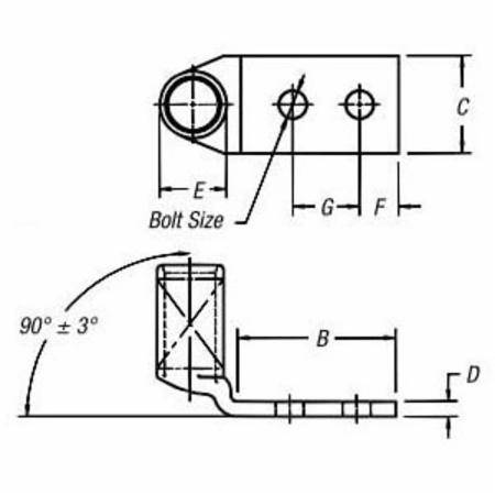 Color-Keyed® 54852BEUBPH 54800 2-Hole Non-Insulated Compression Lug ...