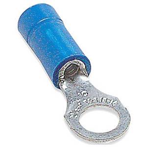 Catamount® TV14-10R-L Ring Terminal, 16 to 14 AWG Conductor, 0.898 in L, Brazed Seam/Funnel Entry/Internal Serration Barrel, Copper, Blue