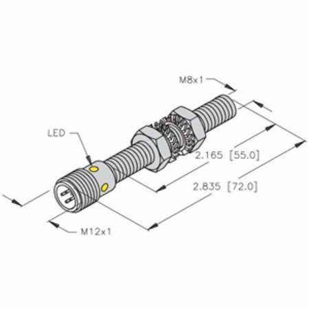 10 to 30 VDC, 8 MM Dia Barrel, Turck Inc. S4602500 Inductive Sensor, 2 ...