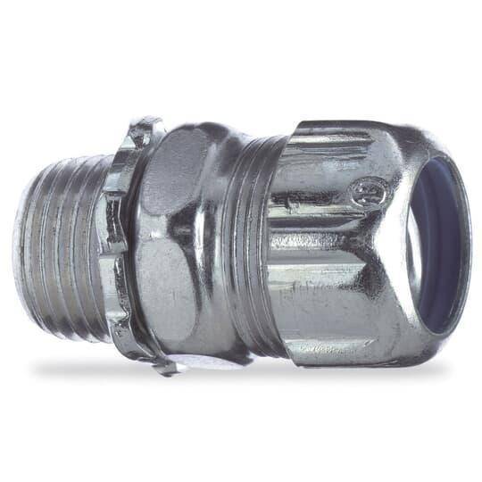 T&B® 5233 Non-Insulated Straight Conduit Connector, 3/4 in Trade, Steel, Chromate Coated/Electro-Zinc Plated