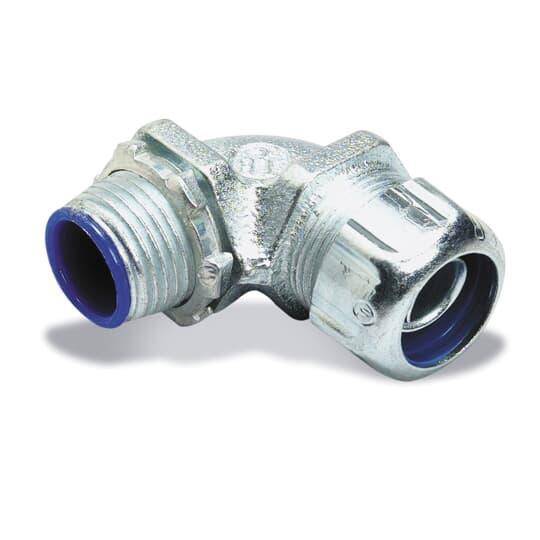 T&B® 5253 Non-Insulated Conduit Connector, 3/4 in Trade, 90 deg, Malleable Iron, Chromate Coated/Electro-Zinc Plated