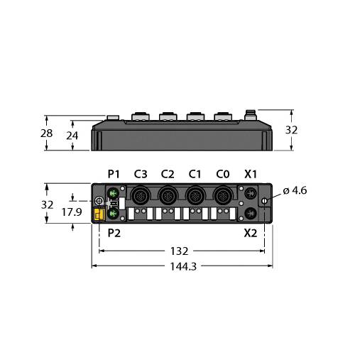 Turck 6814024 Compact Multi-Protocol I/O Module, 8 Inputs, 4 Outputs ...