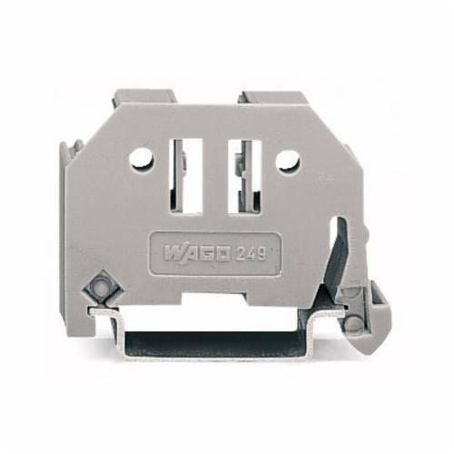 WAGO 249-116 Screwless End Stop, For Use With 249 Series Din 35 Rail Terminal Block, 0.105 MJ Fiber load, Gray (Discontinued)