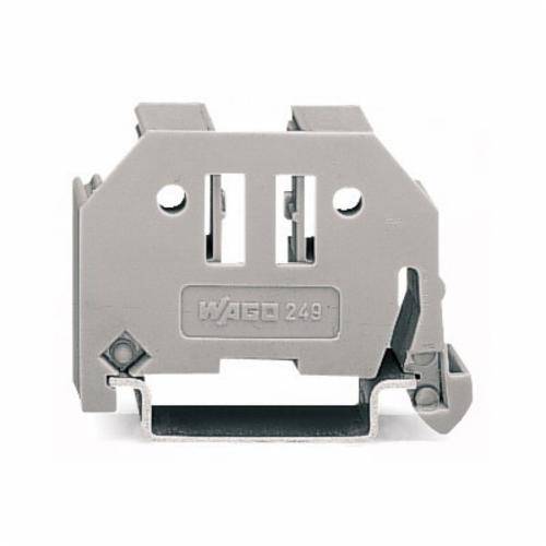 WAGO 249-117 Screwless End Stop, For Use With 249 Series Din 35 Rail Terminal Block, 0.153 in MJ Fiber Load, Gray (Discontinued)