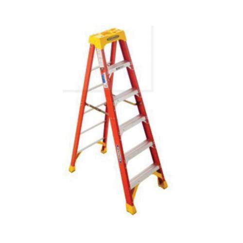 WERNER® 6206 6200 Type IA Step Ladder, 6 ft H Ladder, 300 lb Load, 5 Steps, Fiberglass, A14.5