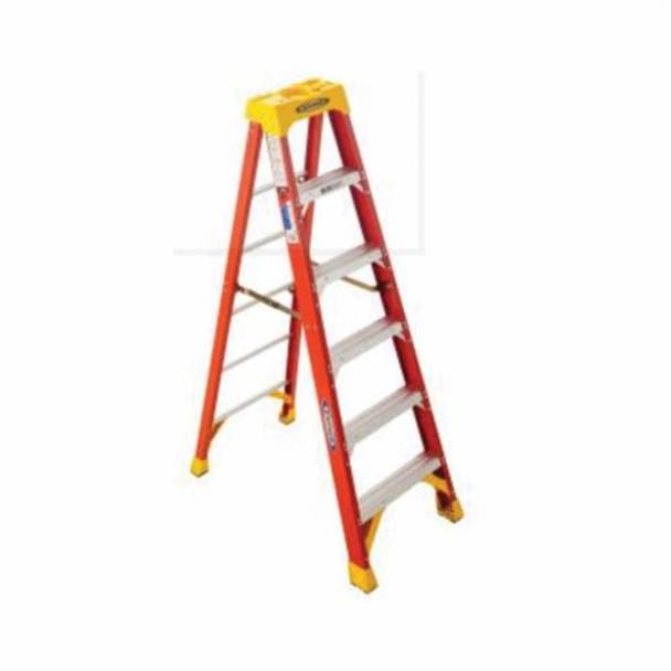 WERNER® 6206 6200 Type IA Step Ladder, 6 ft H Ladder, 300 lb Load, 5 Steps, Fiberglass, A14.5