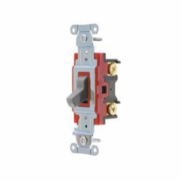 Wiring Device-Kellems Hubbell-PRO™ 1222GY 2-Position Heavy Duty Standard Toggle Switch, 120 to 277 VAC, 20 A, 5540 W Power Rating, 2-Position Contact