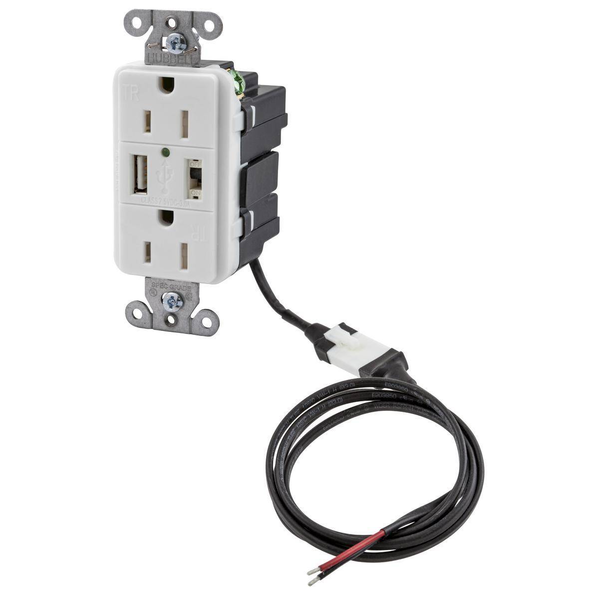 PREMISE WIRING iSTATION™ AVPS152W Decorator Duplex Tamper-Resistant USB Charger Receptacle, 125 VAC, 15 A, White