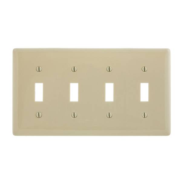 Wiring Device-Kellems NP4I Standard Wallplate, 4 Gangs, 8.31 in W x 0.25 in D x 4.62 in H, Nylon, Ivory (Planned Obsolescence by Manufacturer)