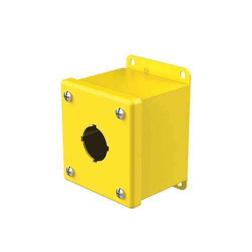 nVent HOFFMAN E1PBGY Standard Pushbutton Enclosure, 4-1/2 in L x 3.47 in W, 1 Outlet, NEMA 12/13 NEMA Rating, Mild Steel
