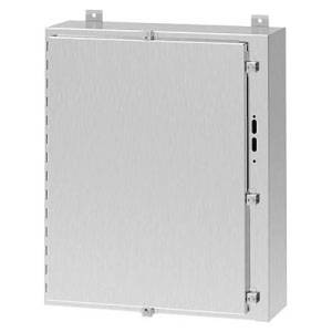 24 x 21.38 x 8, Hoffman A24HS2108SS6LP Wall Mount Disconnect Enclosure, NEMA 3/3R/4/4X/12/13 IP66, Mild Steel, 1-Door, Continuous Hinged w/Clamps